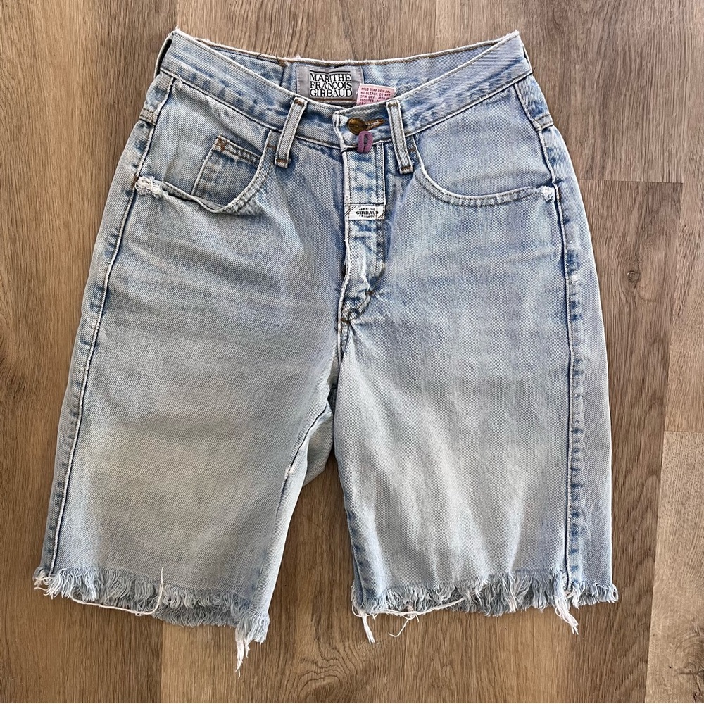 Marithé François Girbaud Vintage Denim Bermuda Shorts Frayed Hem, Size 5/6